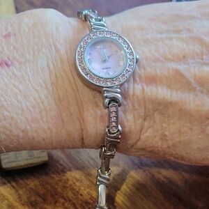 Elegant Silver and Pink Stone Women's Watch~ Japan Movement~ needs battery